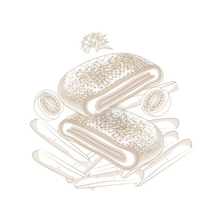 Vector illustration logo Line art Fried Chicken schnitzel cordon or bleu
