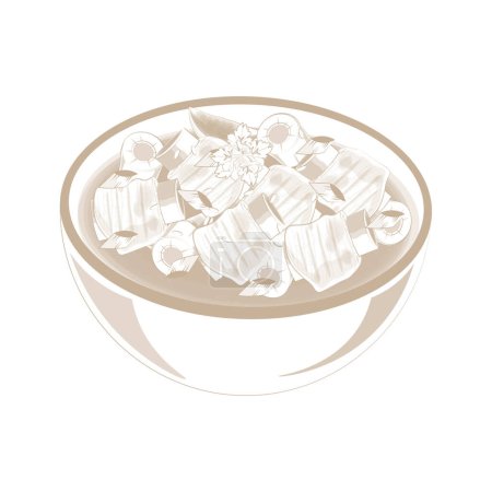 Simple line art Korean Food Galbi jjim Braised Short Ribs vector illustration logo