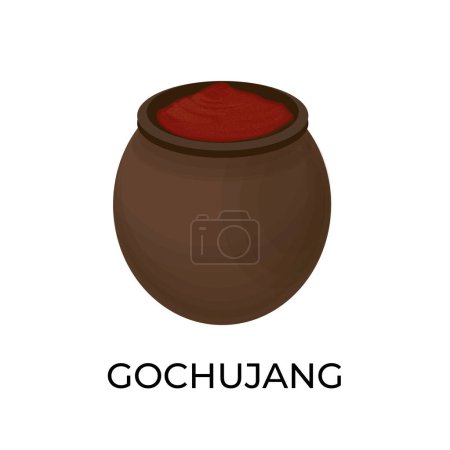 Korean traditional fermented sauce Gochujang  or red chili paste vector illustration logo