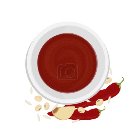 Spicy Gochujang korean traditional fermented sauce vector illustration logo