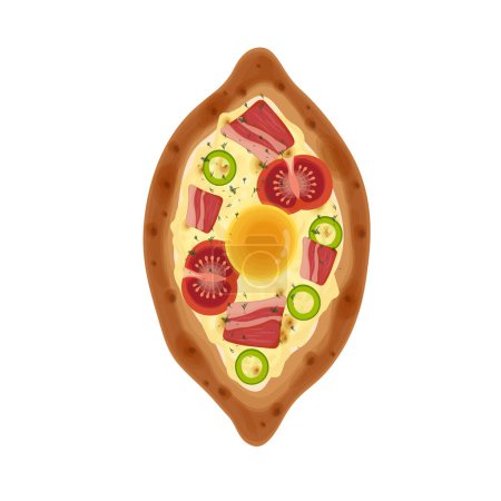 Khachapuri vector illustration logo with delicious toppings