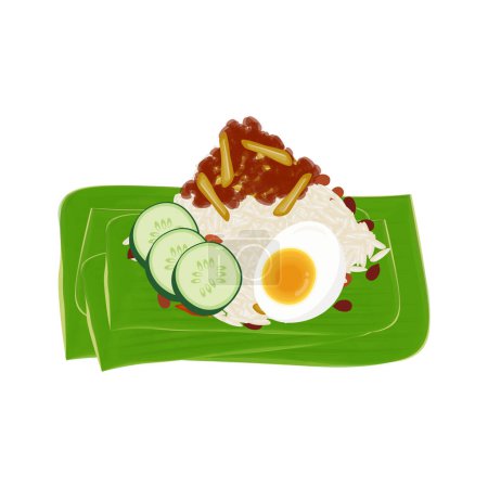 Logo d'illustration vectorielle nasi lemak prêt-à-manger