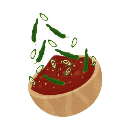 Levitation Ssamjang Spicy Korean soybean paste vector illustration logo