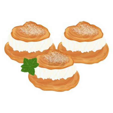 Vector Illustration logo Choux Cream Puff Cake Pudding Schlagsahne Füllung