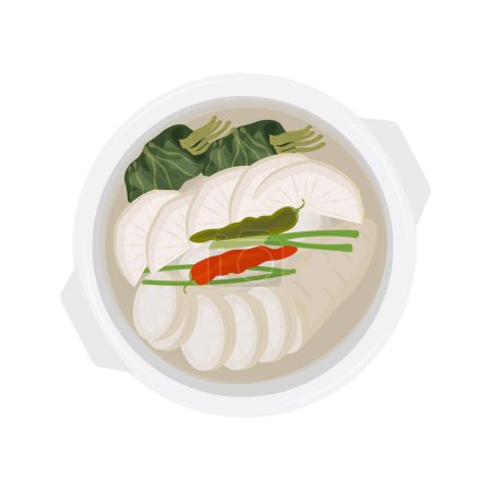 Vector Illustration Logo Top Ansicht Dongchimi Rettich Wasser Kimchi