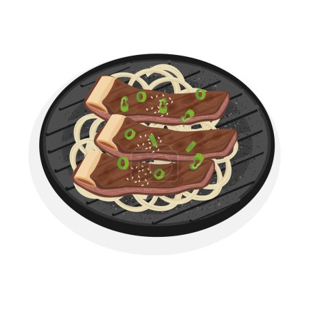 Illustration for Vector Illustration Logo Korean Ribs barbecue Galbi Gui - Royalty Free Image