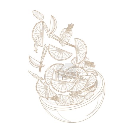 Vektor Illustration Logo Linie Kunst Dongchimi Rettich Wasser Kimchi
