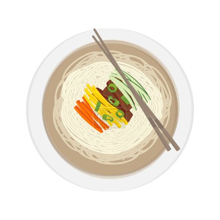 Vector illustration logo Top View Janchi Guksu Banquet Noodles