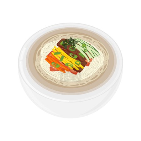 Illustration for Vector illustration logo Janchi Guksu Korean Warm Noodle - Royalty Free Image