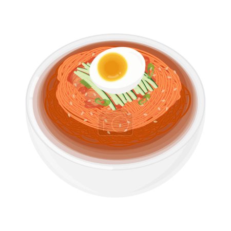 Vector Illustration logo koreanisches Essen Bibim Guksu koreanische würzige kalte Nudeln