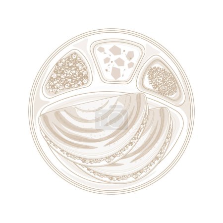 Vektor Illustration logo Einfache Linienkunst indisches Essen Masala dosa