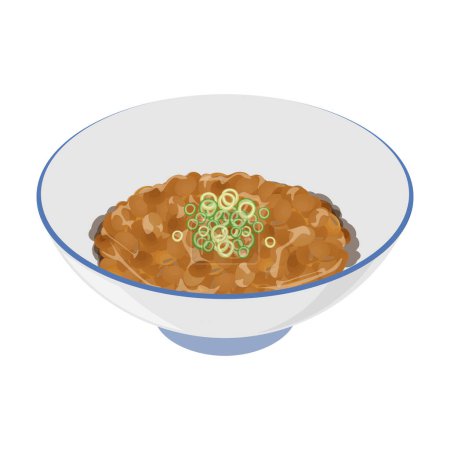 Logo Vector illustration of natto or fermented soybean on a bowl 