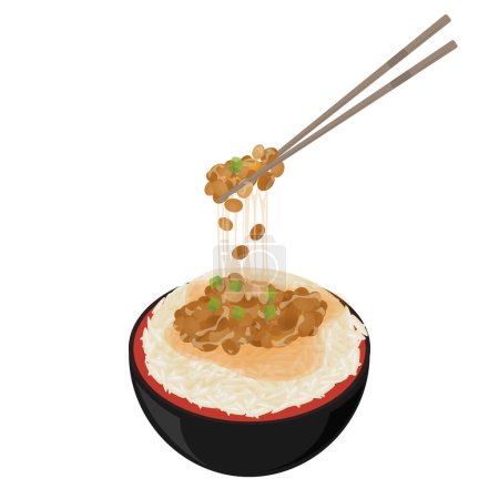 Logo Vektorillustration von Natto mit Reis