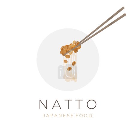 Logo Vector illustration of Natto with chopstick 