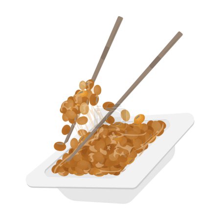 Illustration vectorielle du logo Natto prêt à manger ou soja fermenté japonais