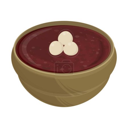 Téléchargez les illustrations : Illustration vectorielle logo Coréen traditionnel Red Bean Porridge patjuk - en licence libre de droit