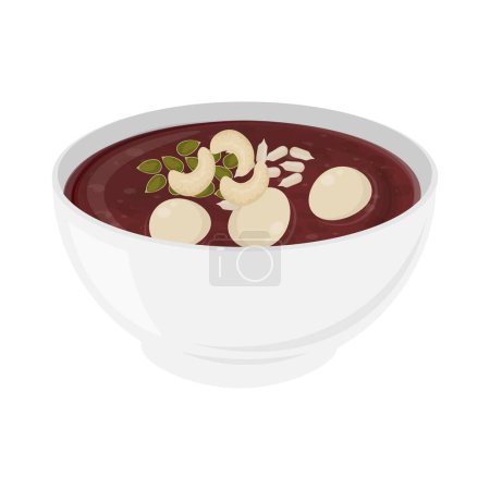 Vector illustration logo korean Red Bean Porridge patjuk on a bowl 