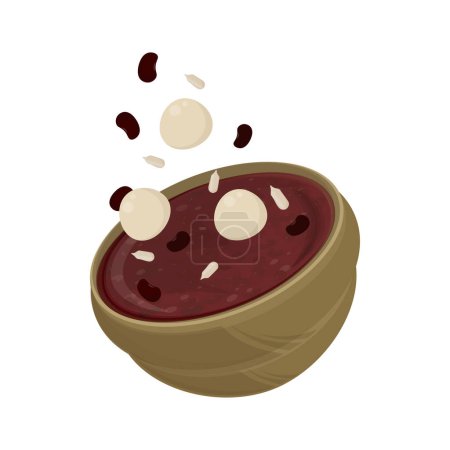 Illustration vectorielle Logo de lévitation Porridge traditionnel coréen patjuk