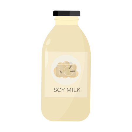Logo Ilustración vectorial de leche de soja en una botella