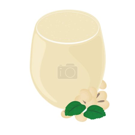 Logotipo de ilustración vectorial de leche de soja lista para beber en un vaso