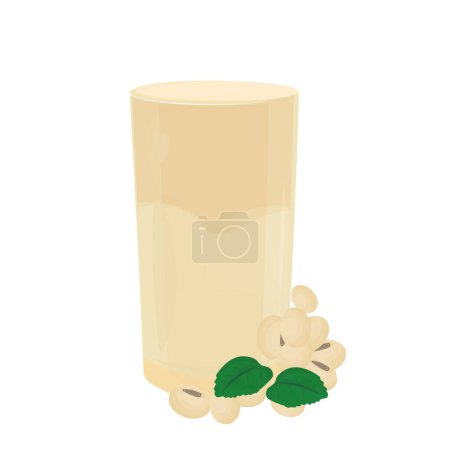 Logotipo de ilustración vectorial de leche de soja en un vaso