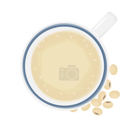 Vector illustration logo Top view Soy milk in glass