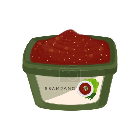 Ssamjang Spicy Korean soybean paste vector illustration logo