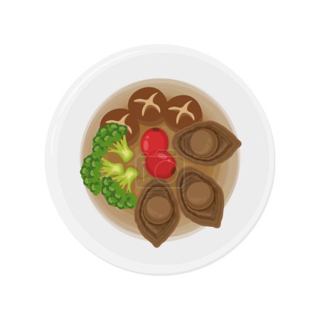 Vector Illustration logo Top view Braised abalone
