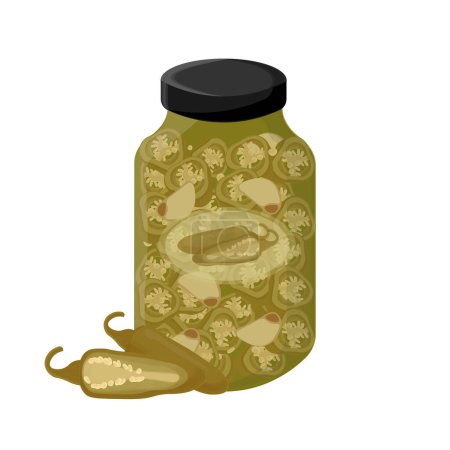 Vector Illustration logo Pickled jalapeno pepper on a jar