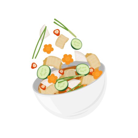 Téléchargez les illustrations : Illustration vectorielle logo lévitation nabak kimchi ou kimchi d'eau coréen - en licence libre de droit