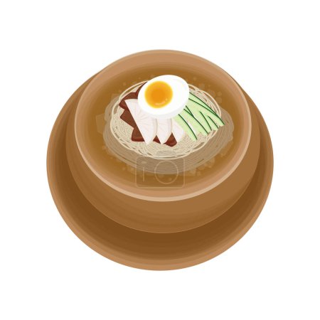 Vector Illustration logo Traditionelles koreanisches Essen Kalte Buchweizennudeln naengmyeon