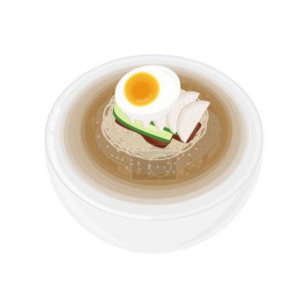Illustration for Vector illustration logo Mul Naengmyeon or korean cold noodles - Royalty Free Image
