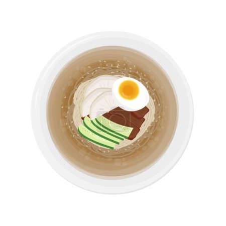 Vector Illustration logo Koreanisches Essen Kalte Buchweizennudeln naengmyeon