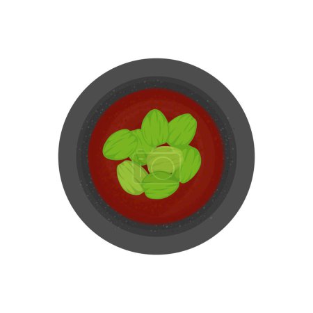 Top View Sambal pete or Stink bean chili vector illustration logo