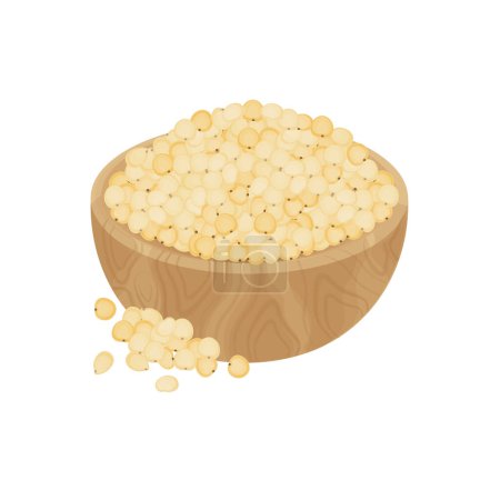 Logo Vector illustration Dried Sorghum on a wooden bowl