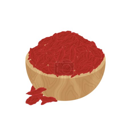 Vector illustration logo Clip art  dried goji berries on a wooden bowl