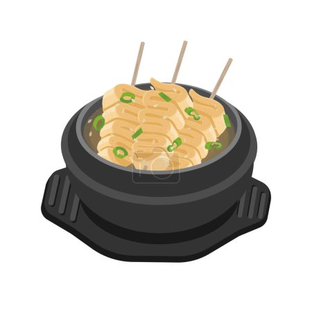 Ilustración de Vector ilustración logo Clip art Korean fish cake soup odeng or Eomuk on a Ttukbaegi - Imagen libre de derechos