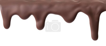 Liquid chocolate dripping from cake on white background with clipping path