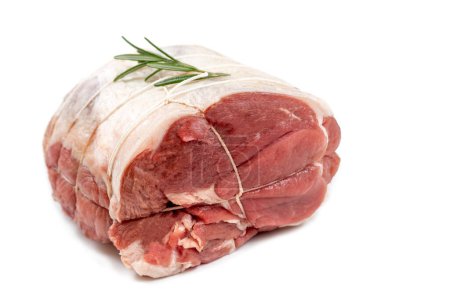 Photo for Close up of a raw lamb roast in white background isolated. - Royalty Free Image
