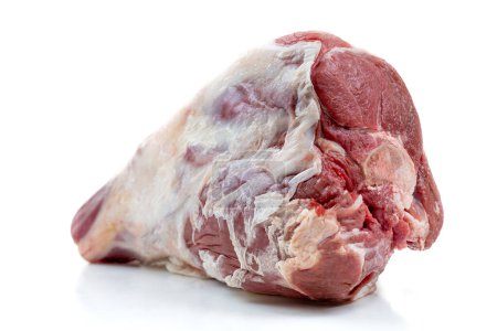 Photo for Raw lamb leg, ready to cook isolated on white - Royalty Free Image