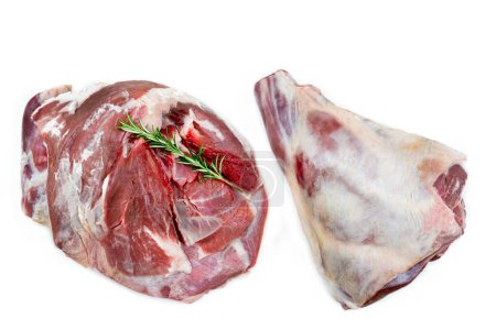 Photo for Lamb shoulder and leg raw meat, isolated - Royalty Free Image