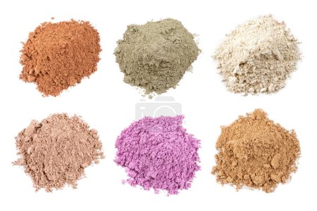 Photo for Close-up clays seen from above on a cropped white background. - Royalty Free Image