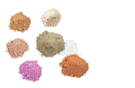 Photo for 6 piles of clay in close-up seen from above grouped on the left. - Royalty Free Image
