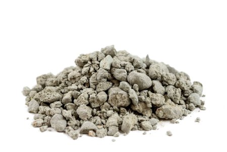 Photo for Close-up of crushed clay in a pile on a cropped white background. - Royalty Free Image