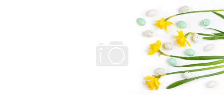 Foto de Flowers seen from above with green and white eggs seen from above - Imagen libre de derechos