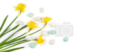 Photo for Flowers seen from above with green and white eggs seen from above - Royalty Free Image