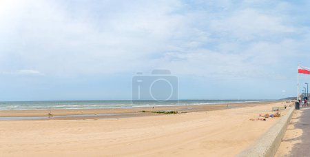 Photo for Panoramic image-Orne bay in Europe, France, Normandy, Ouistreham, in summer, - Royalty Free Image