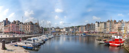 Photo for Honfleur, France - June 06 2023: Honfleur is a french commune in the Calvados and famous tourist resort in Normandy. - Royalty Free Image