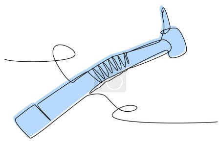 Ilustración de Dental nozzle, medical tool for dentistry. A simple drawing in black on a white isolated background. For illustrations in a textbook, dental clinic advertising. Vector color image, one line, isolated. - Imagen libre de derechos