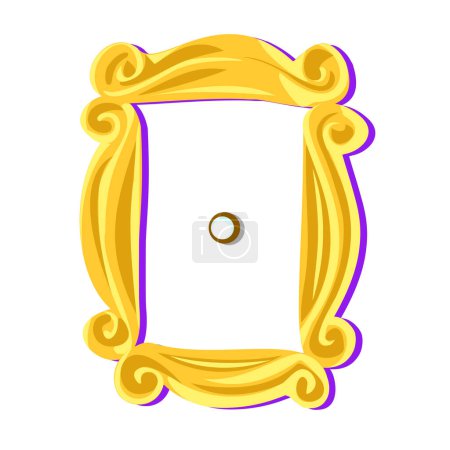 Illustration for Yellow vintage frame with a peephole on a white background. Friends, television, series, Thanksgiving, tv. Vector stock illustration. - Royalty Free Image